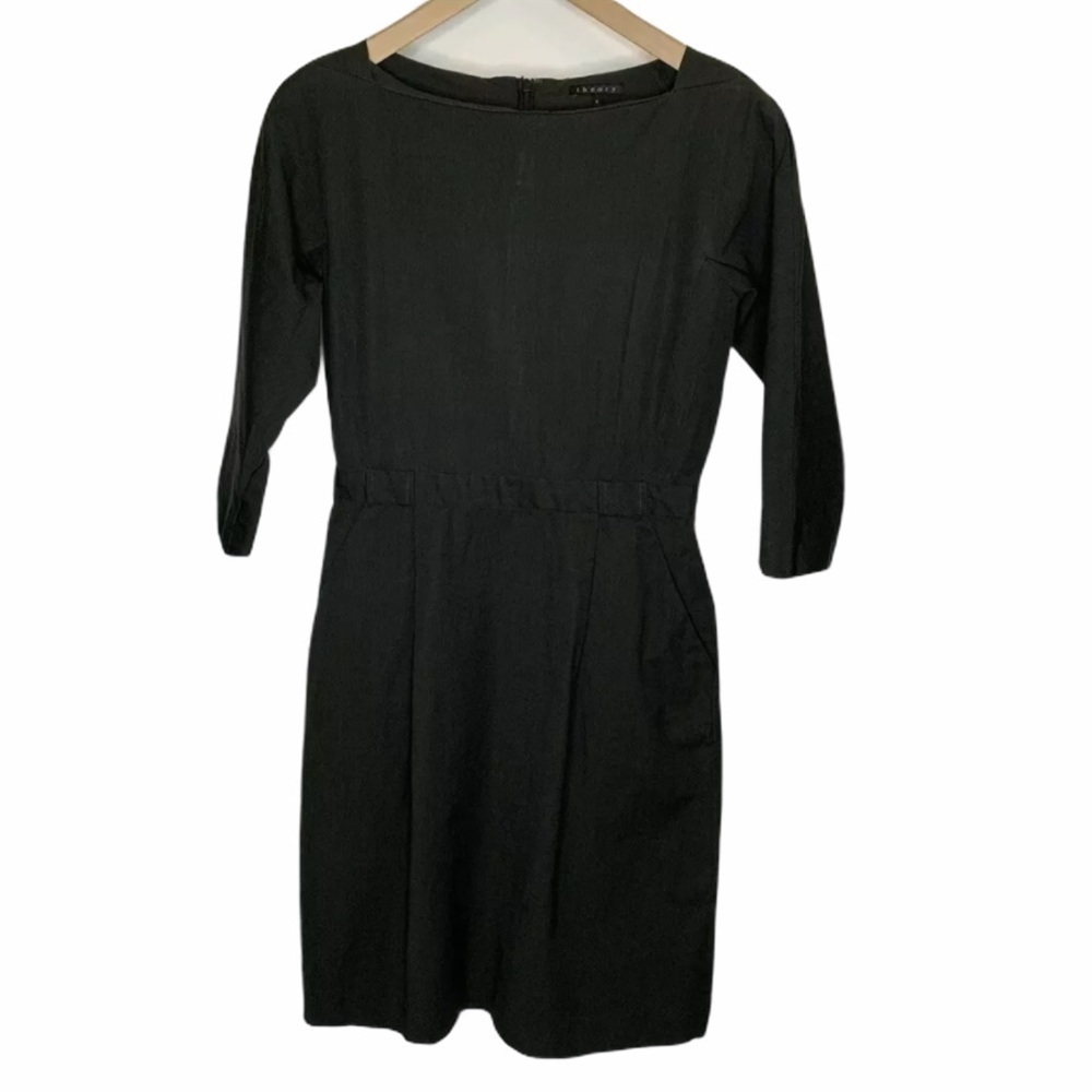 Theory womens Career Wool blend dress size 4 gray pinstripe